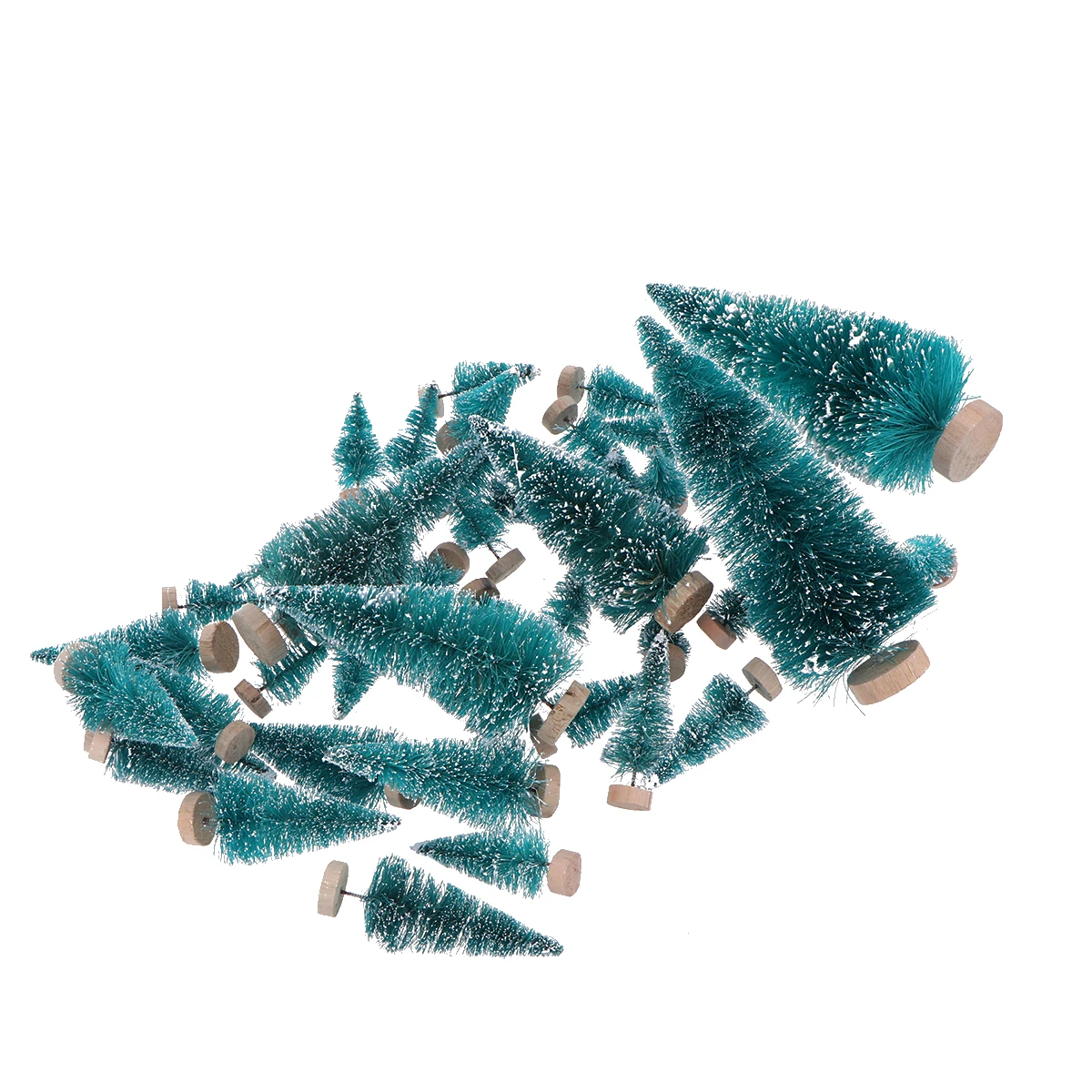 

48Pcs Miniature Christmas Trees Blue Green Bottle Brush Models Pine Trees Snow Effect for Tabletop Decor Holiday Party Scenes