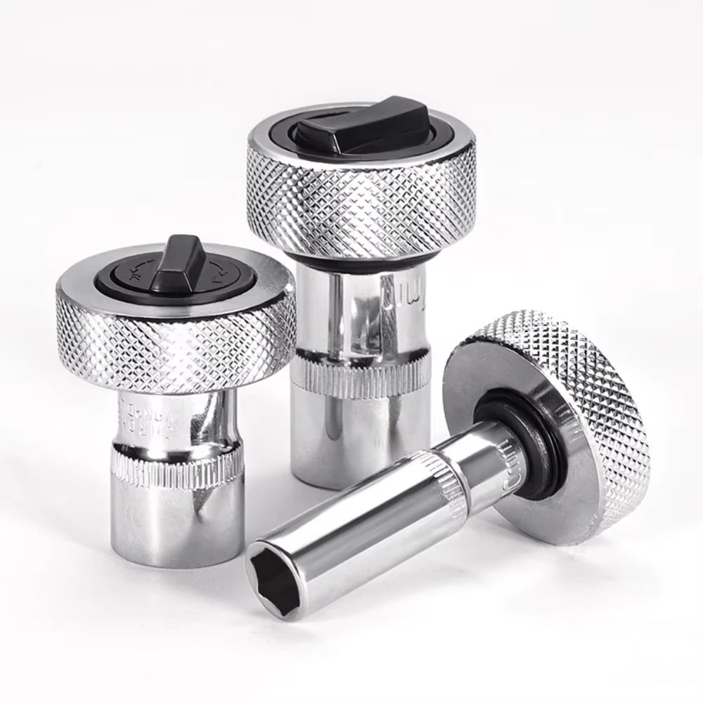 Mini Chave Catraca Portátil com Soquetes de 1/4', 3/8' e 1/2' de Liberação Rápida, Conjunto de Soquetes de Aço, Reversível Bidirecional