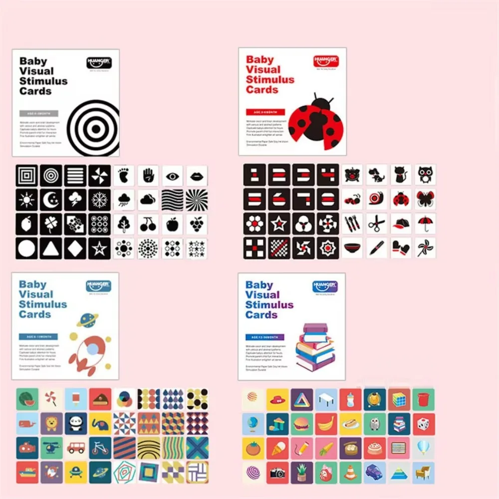 

Paper Baby Visual Stimulation Cards Montessori Sight Games High Contrast Flashcards Reusable Black and White Baby Flash Cards