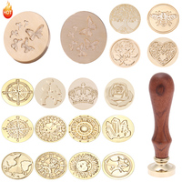 30mm Wax Seal Stamp Copper Head Butterfly Animal Nature Retro Antique  DIY Sealing Kit Art Craft Vintage Envelope Tool