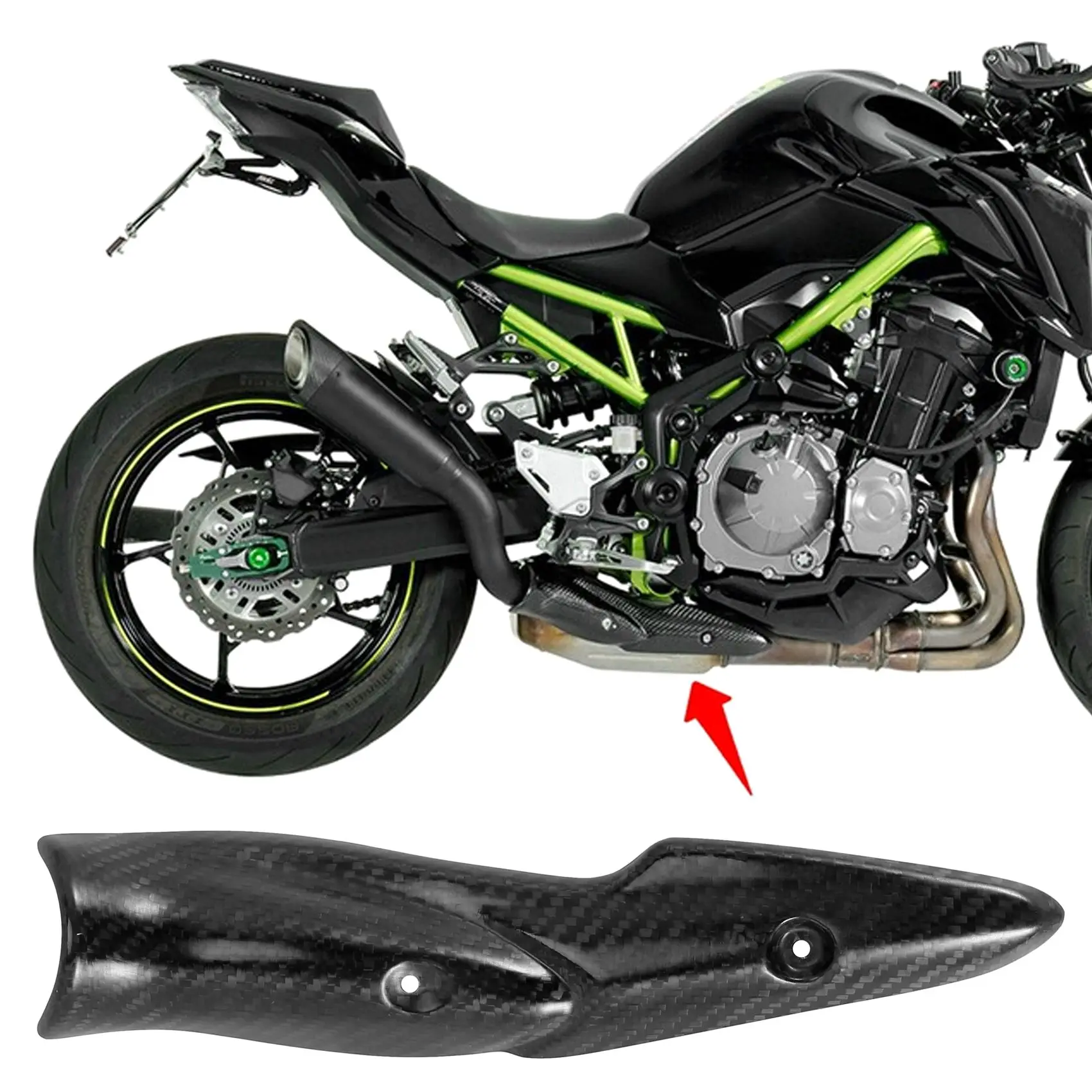 For Kawasaki Z900 2017-2019 Motorcycle Exhaust System Middle Link Pipe Carbon Fiber Heat Shield Cover Guard Anti-Scalding Shell