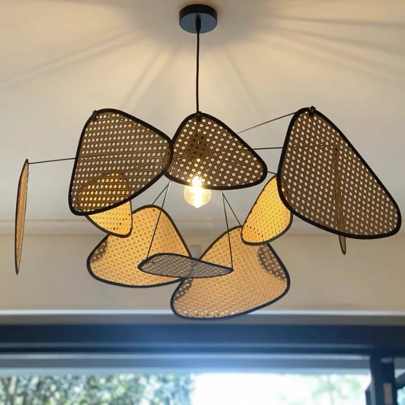 Modern Rattan Weave Chandelier Living Room Dining Room Bedroom Kitchen Braid Led Lamp Home Decor Light Hanging Lighting