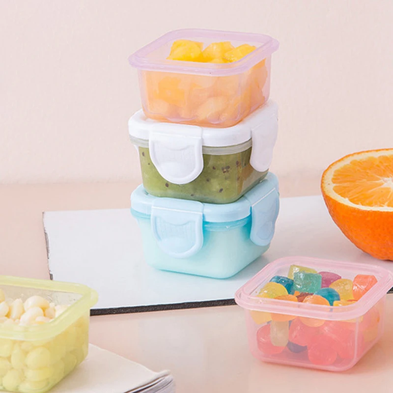 60ml Food Storage Container Small Plastic Moisture-proof Containers Mini Kitchen Storage Box with Leakproof Lid Kitchen Accessor