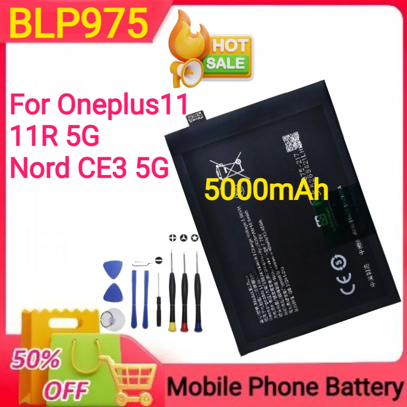 

New 5000mAh BLP975 for Oneplus 11PRO Plus ACE2 11 Mobile Phone Battery+tools