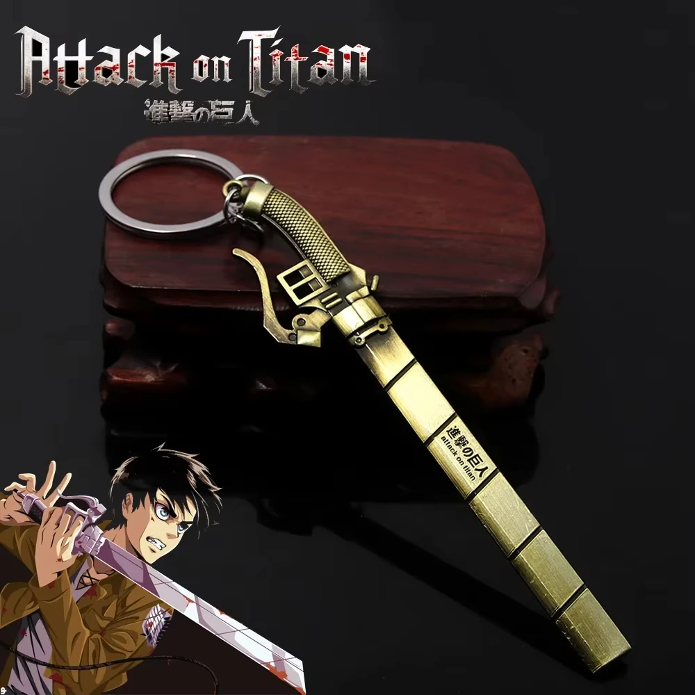Eren 12cm épée porte-clés attaque sur Titan Anime Shingeki No Kyojin ailes de la liberté pendentif voiture porte-clés pour les Fans Cosplay cadeau jouet