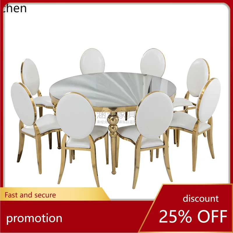 

HXL Gold Stainless Steel with Tempered Glass Round 120CM Dining Table