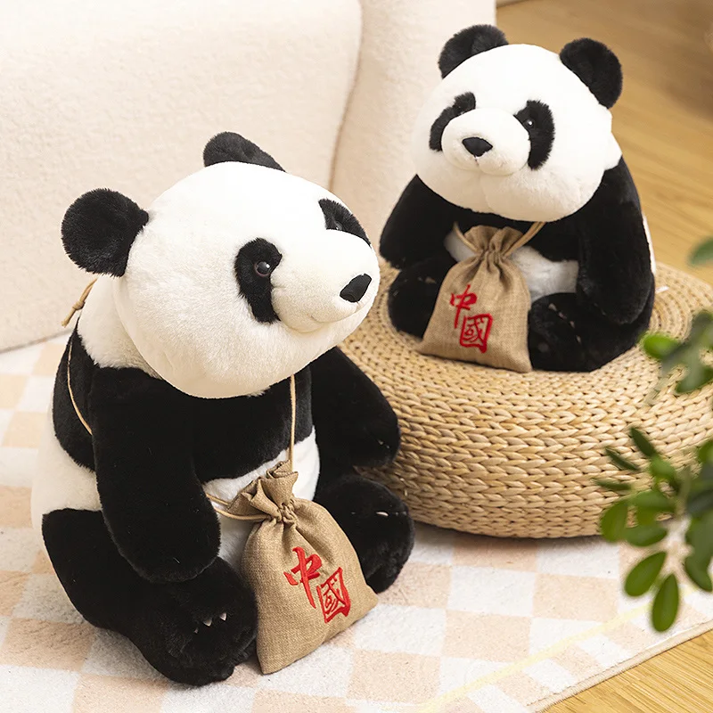 Panda gigante chinês brinquedo de pelúcia para crianças, desenhos animados bonitos recheados, brinquedo macio, vida real, boneca linda, presentes de aniversário, boneca simulada