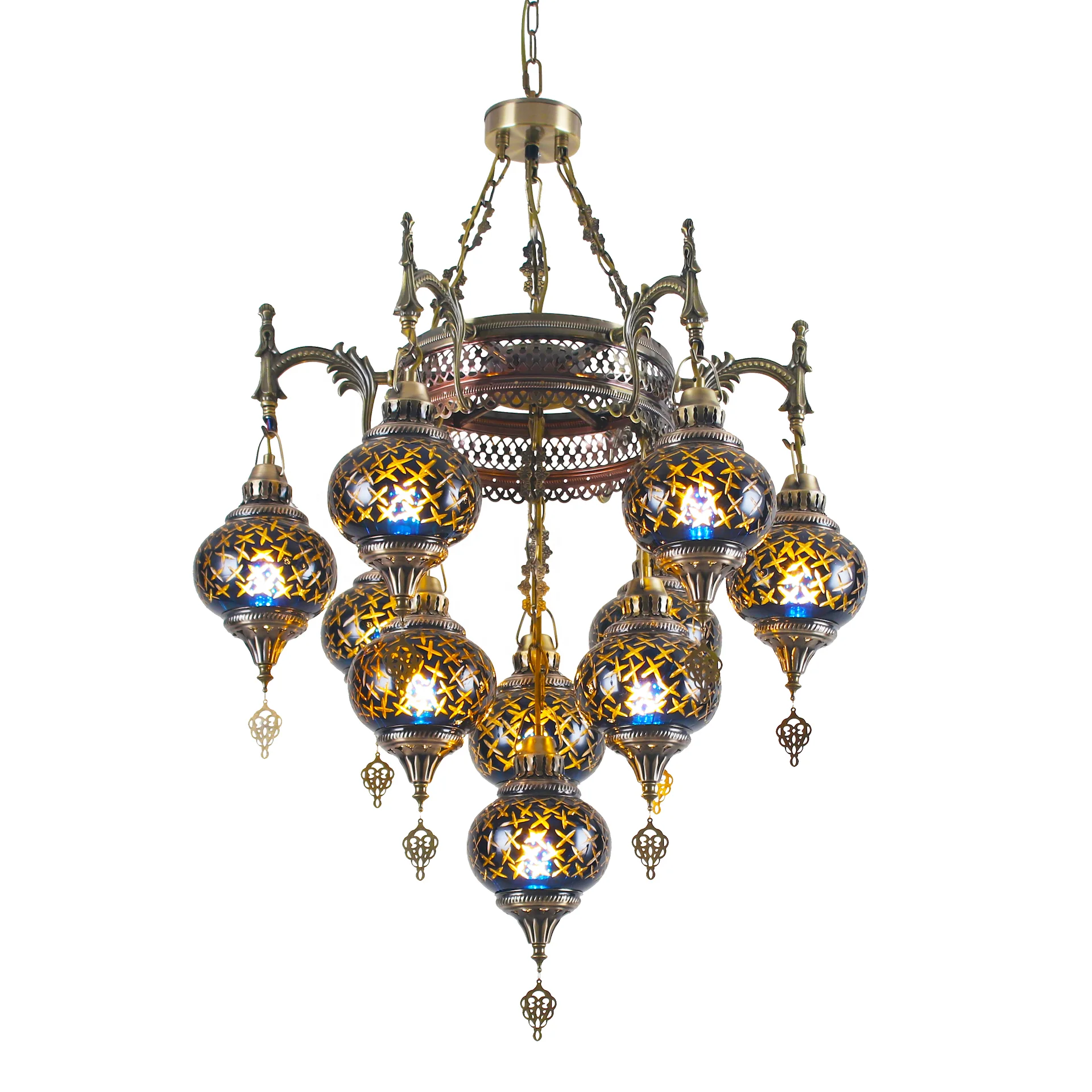 Turkish style Moroccan style crystal glass engraved chandelier