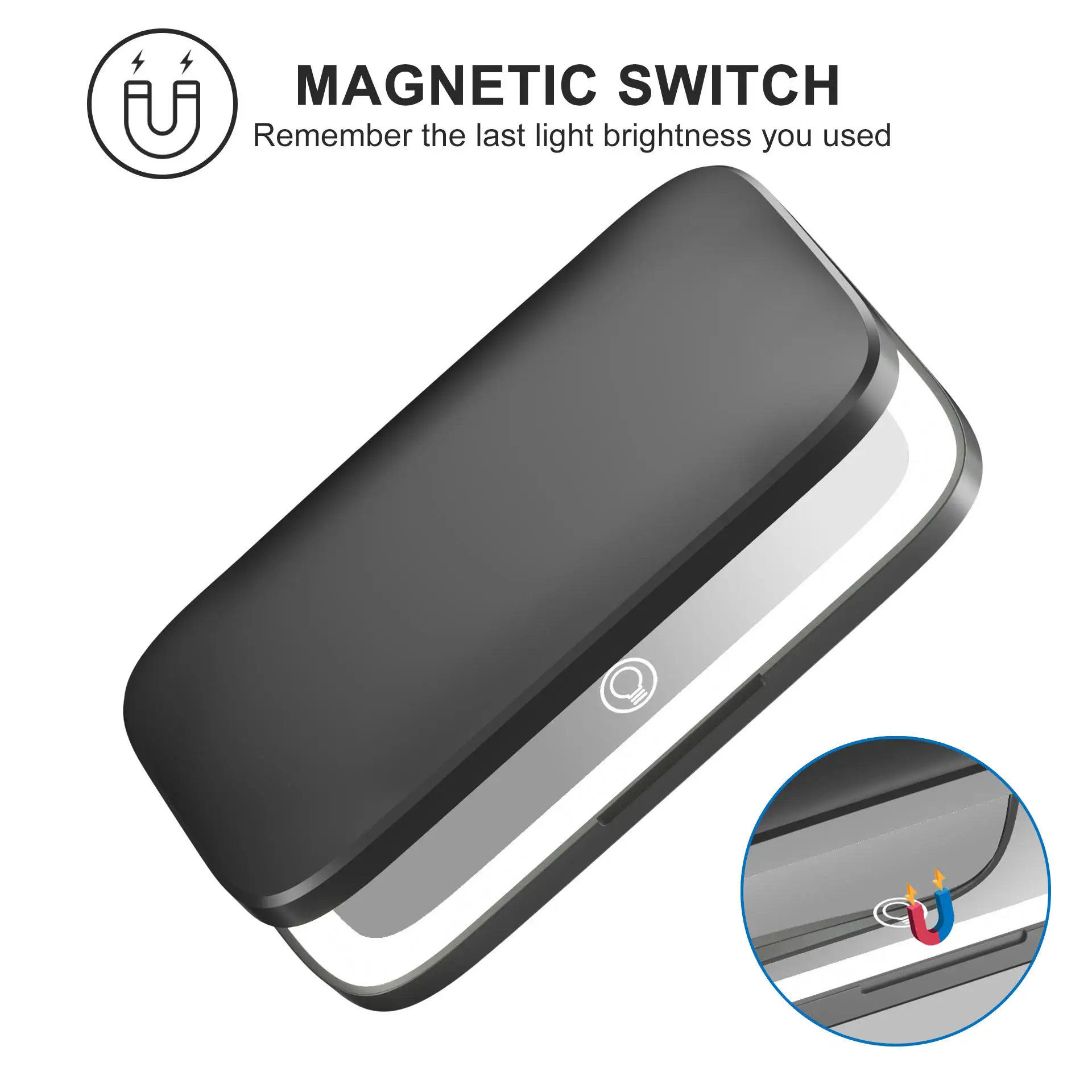 Rectangular 5x Magnifying Mirror 3 Color LED Lights Rechargeable Dimmable Handheld Travel Mirror Dual Personalized Small Lighted