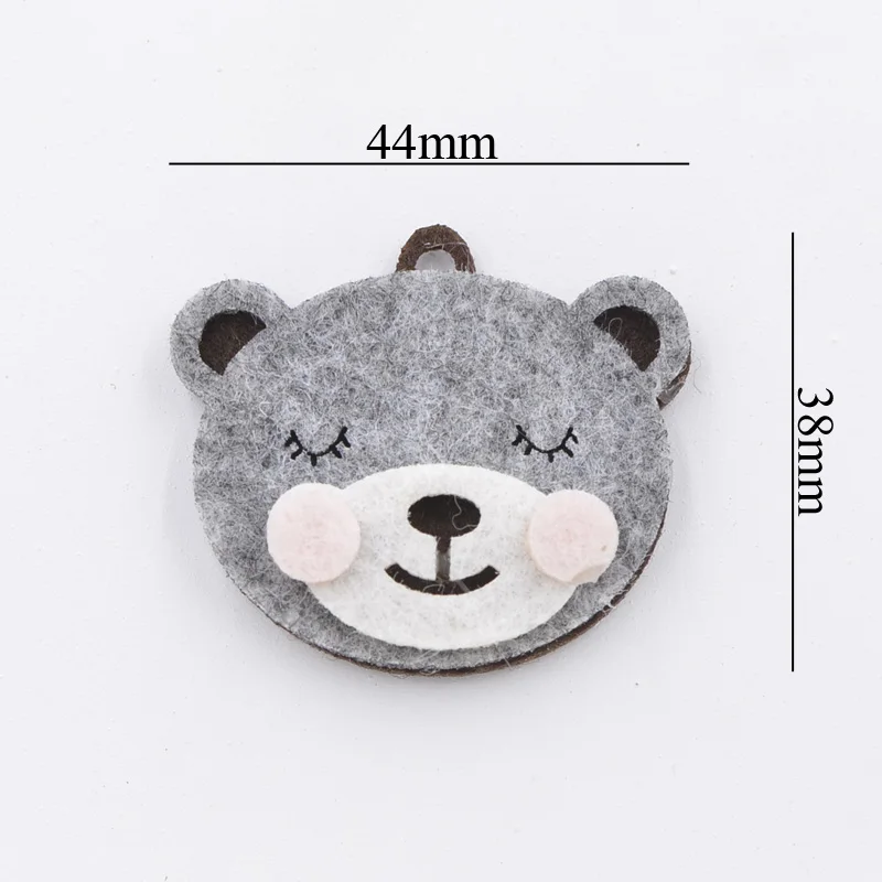 10Pcs Nonwoven Kawaii Bear with Hole Appliques for DIY Kid's Bracelet, Backpack, Key Ring, Bag Pendants Accessories Ornament