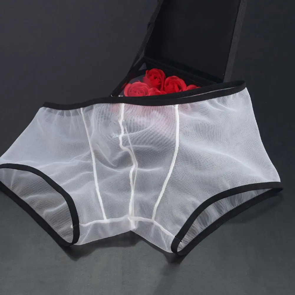 

Men Boxer Underwear Transparent Mesh Perspective Shorts Panties Low-rise Boxer Shorts Male Trunks Sexy Lingerie Panties