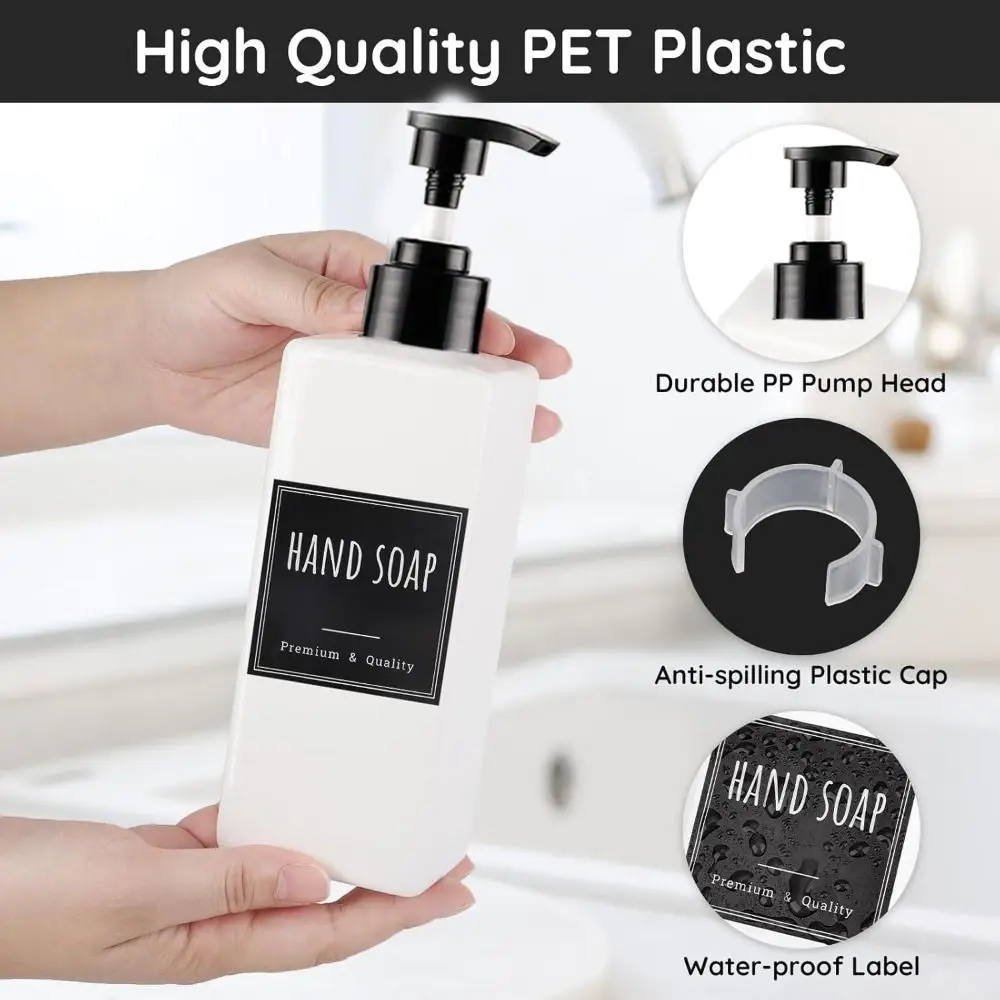 500ml with Label Hand Soap Dispenser Set Empty Plastic Empty Plastic Dispenser Bathroom Countertop Soap Dispenser
