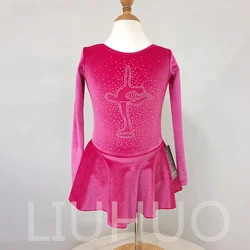 LIUHUO Ice Figure Skating Dress Girls Women Pink Velvet Competition Wholesale