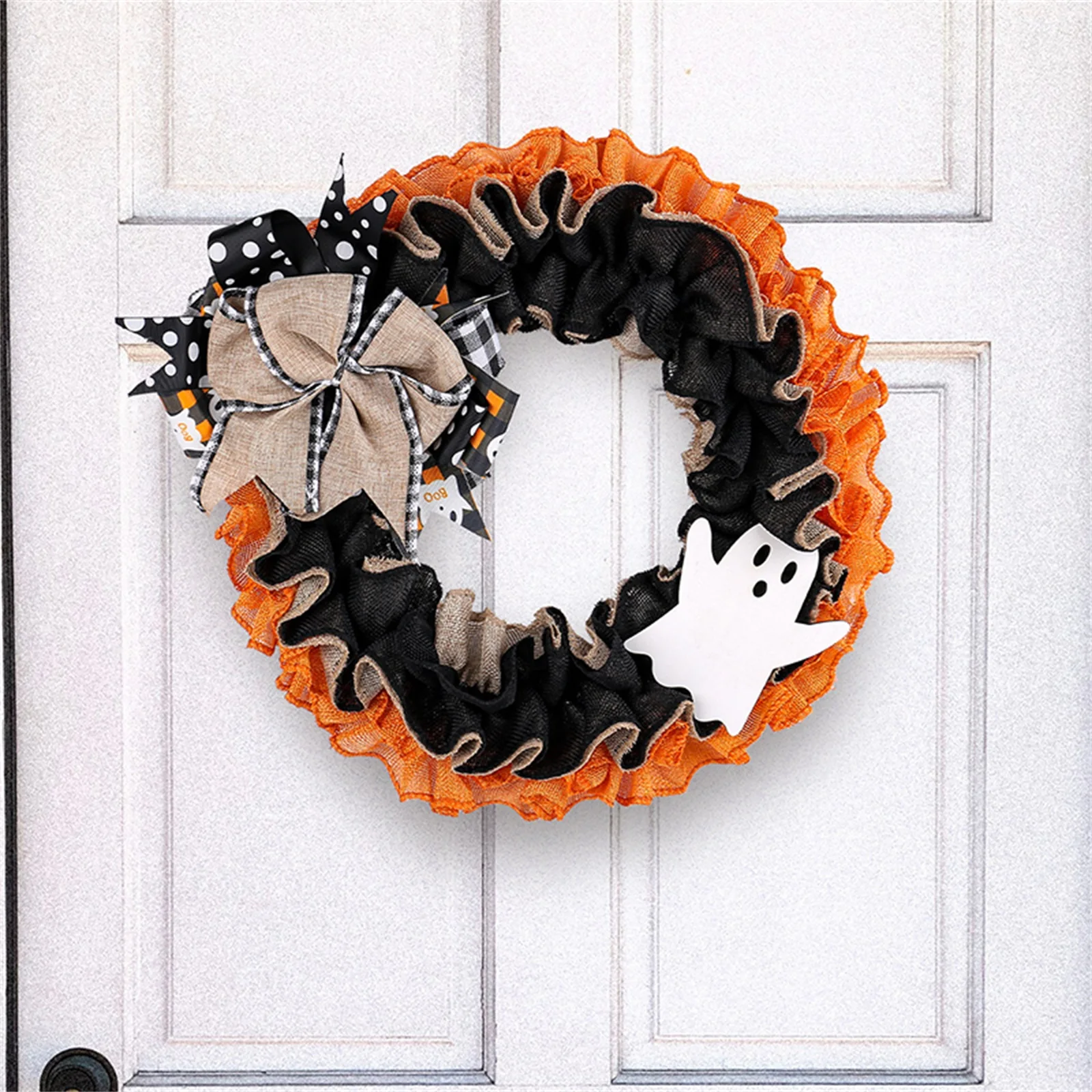 Couronne d'Halloween de 38cm, Guirxiété Décorative d'Nikpour Porte d'Entrée, ixde Fantôme, 2025