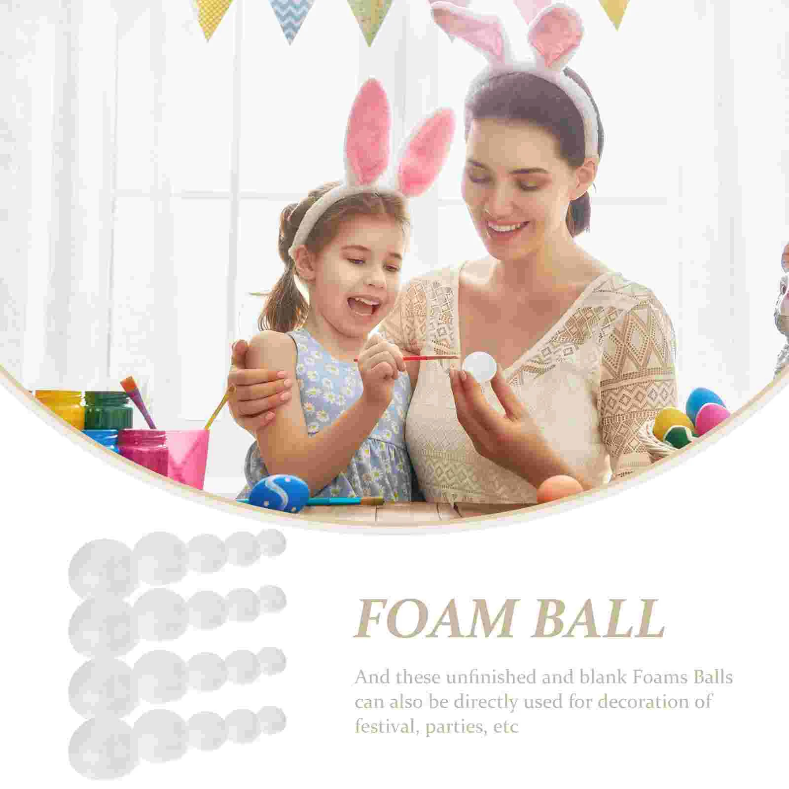 150 Pcs Children DIY Foam Balls for Craft Semi Foams Blank Projects Circle Shaped Crafts Festival Party Decor