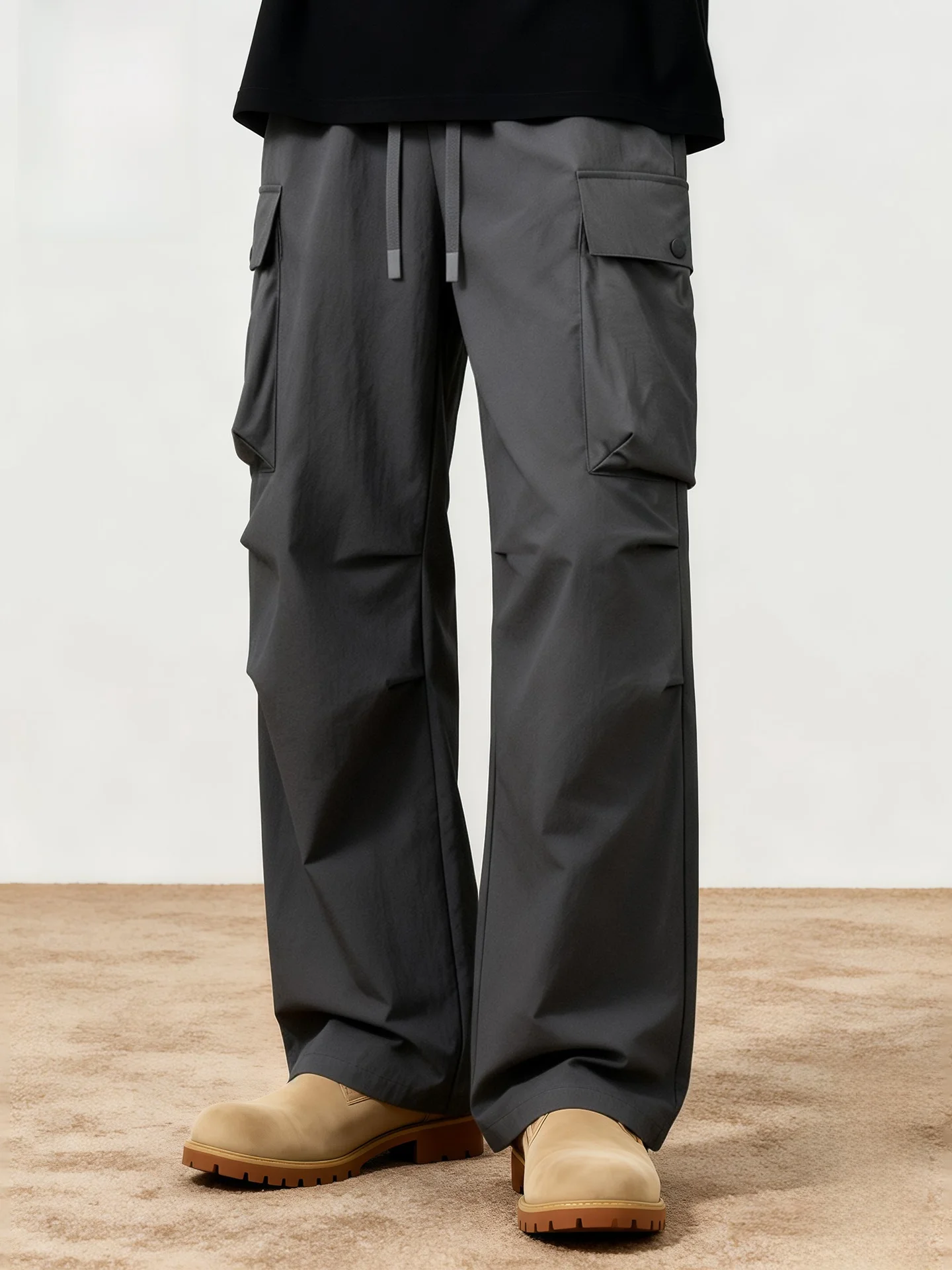 

Мужские брюки для активного отдыха, весна 2026, модные брюки-парашюты с большими карманами, рабочая одежда, прямые повседневные брюки