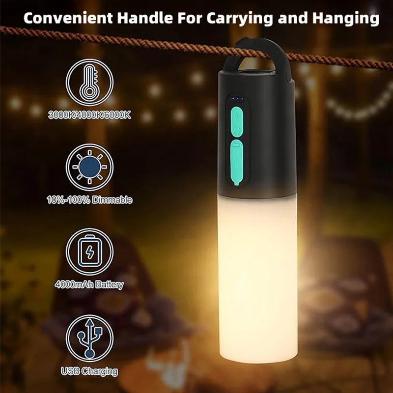 

C5 100LEDs Outdoor Tents Party BBQ Lamp String Decor with Hook 10m Camping String Light Rechargeable Portable Camping Lanterns