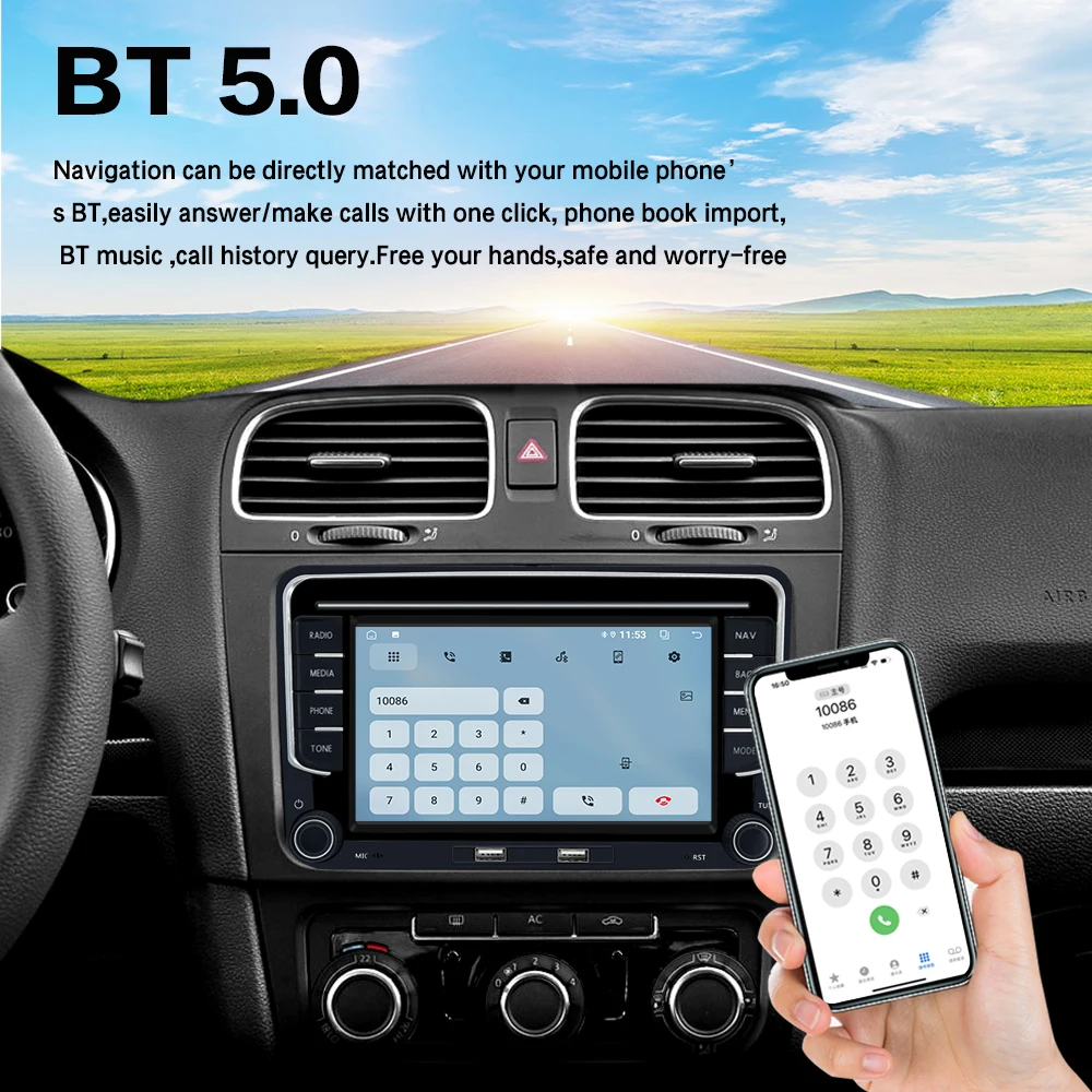 راديو السيارة مشغل الوسائط المتعددة ، أندرويد 13 ، 7 بوصة ، سيارة ، GPS ، BT ، وحدة رئيسية ، واي فاي ، DSP ، فيديو 2 دين ، VW Golf 5 ، 6 ، بولو 6R