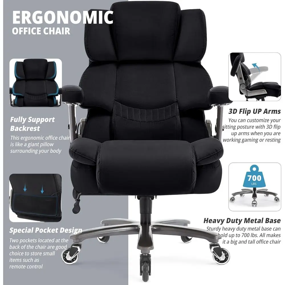 High-Back 700lbs Capacity Big & Tall Office Chair with Adjustable Lumbar Support and 3D Armrests