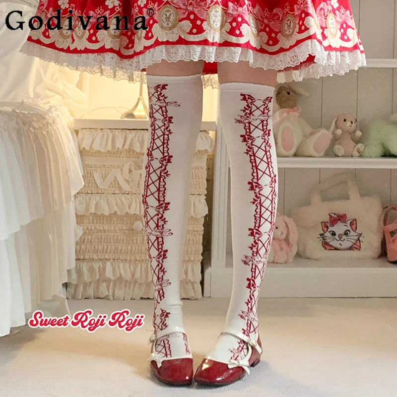 

Original Japanese Girls Cute Kawaii Stockings Spring and Autumn New 2025 Women's Casual Versatile Daily Lolita Knee High Socks