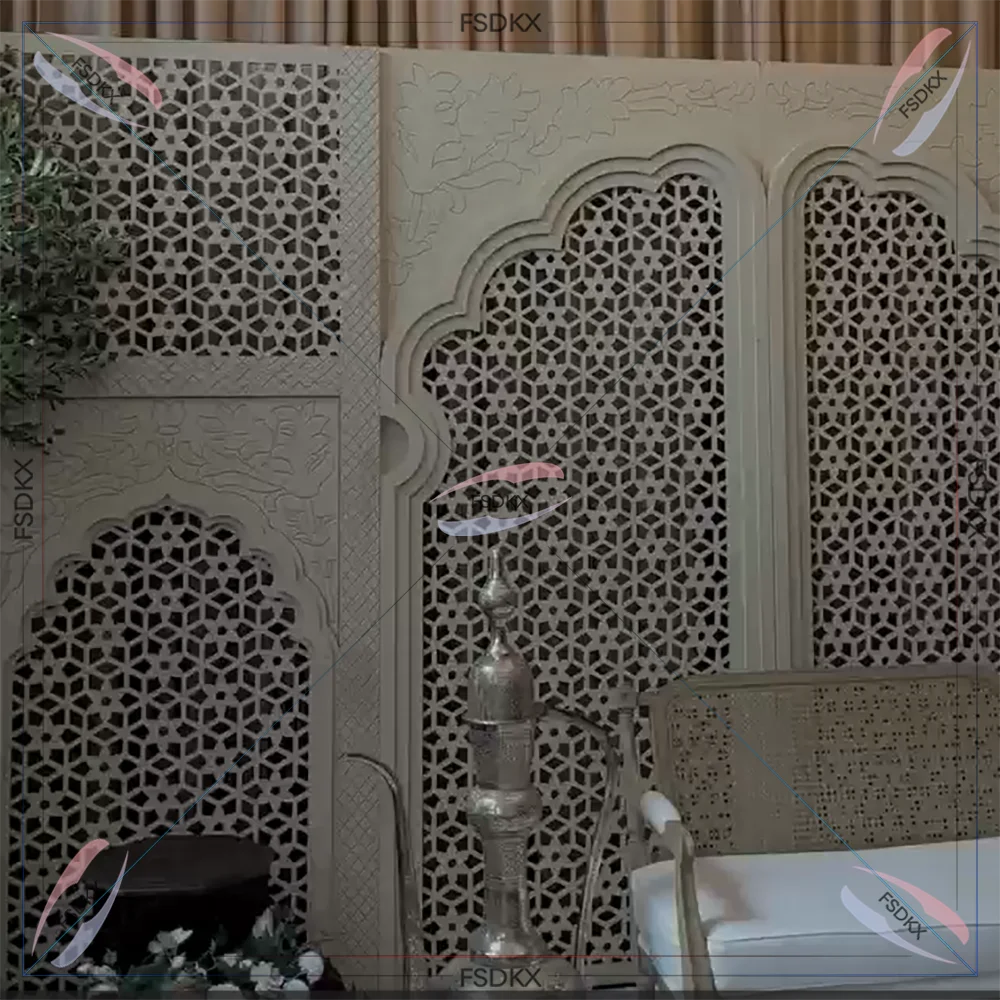 Factory Customized Wedding Stage 3D effect Carved Hollow Pvc Panel Background White Acrylic Backdrop