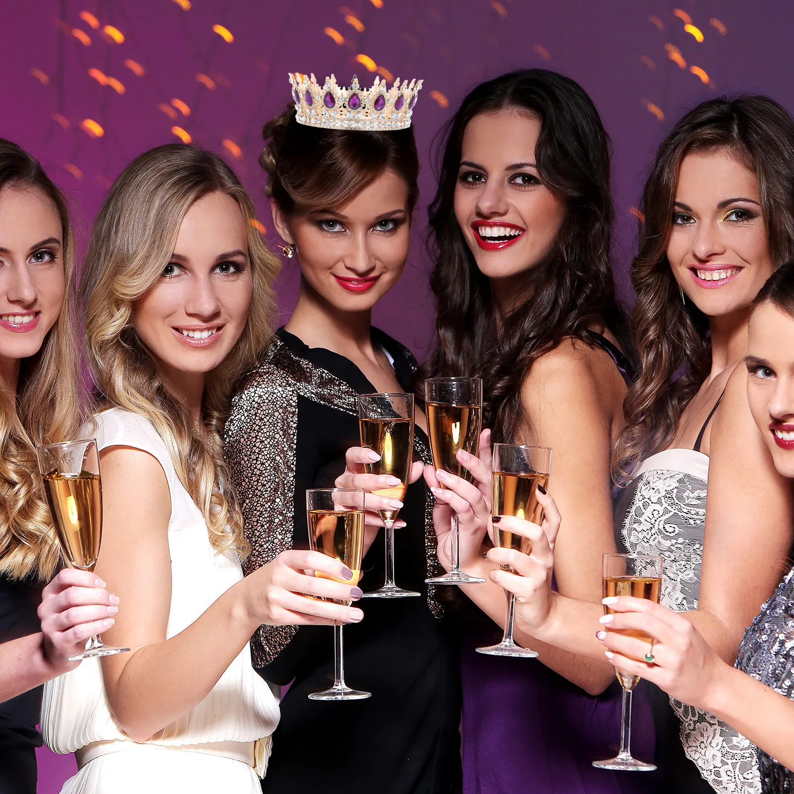 

Свадебная корона в стиле барокко, украшенная драгоценными камнями, легкая тиара из сплава, фиолетовые стразы, для дня рождения