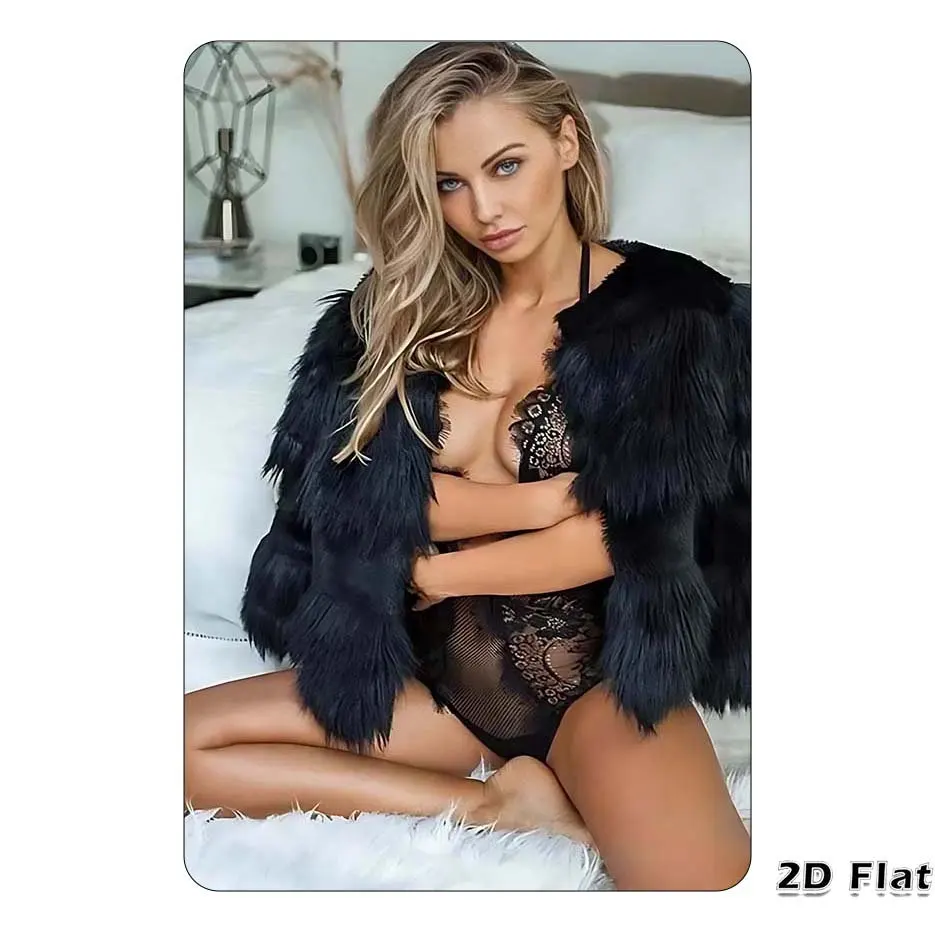 Vintage Blonde Fur Coat Metal Tin Sign Wall Decor Gift