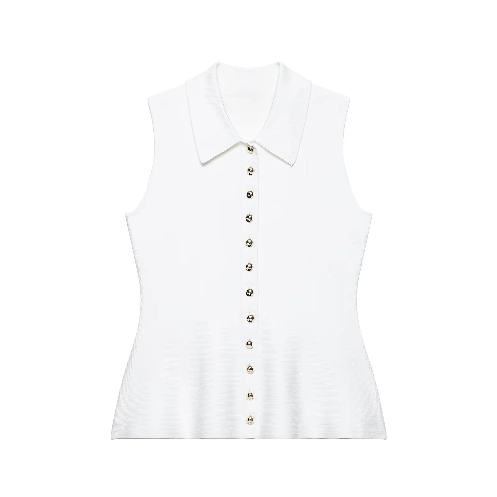 

MYST & ZA2025 новая летняя женская повседневная модная однобортная короткая юбка без рукавов с лацканами и подолом, вязаный жилет, топ