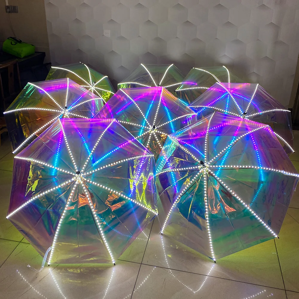 Halloween party Dance performance Umbrella LED glow-in-the-dark props Bar Music Festival gala performance luminous umbrella