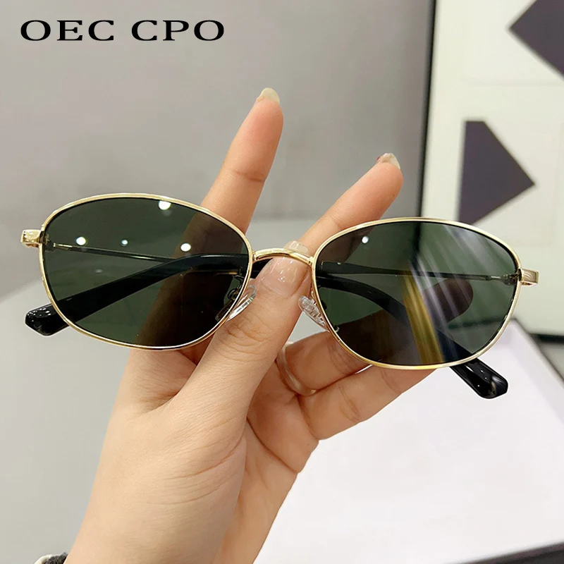 OEC CPO Retro Metal Square Sunglasses Women Fashion Brand Designer Shades UV400 Sun Glasses Female Punk Trending Eyewear