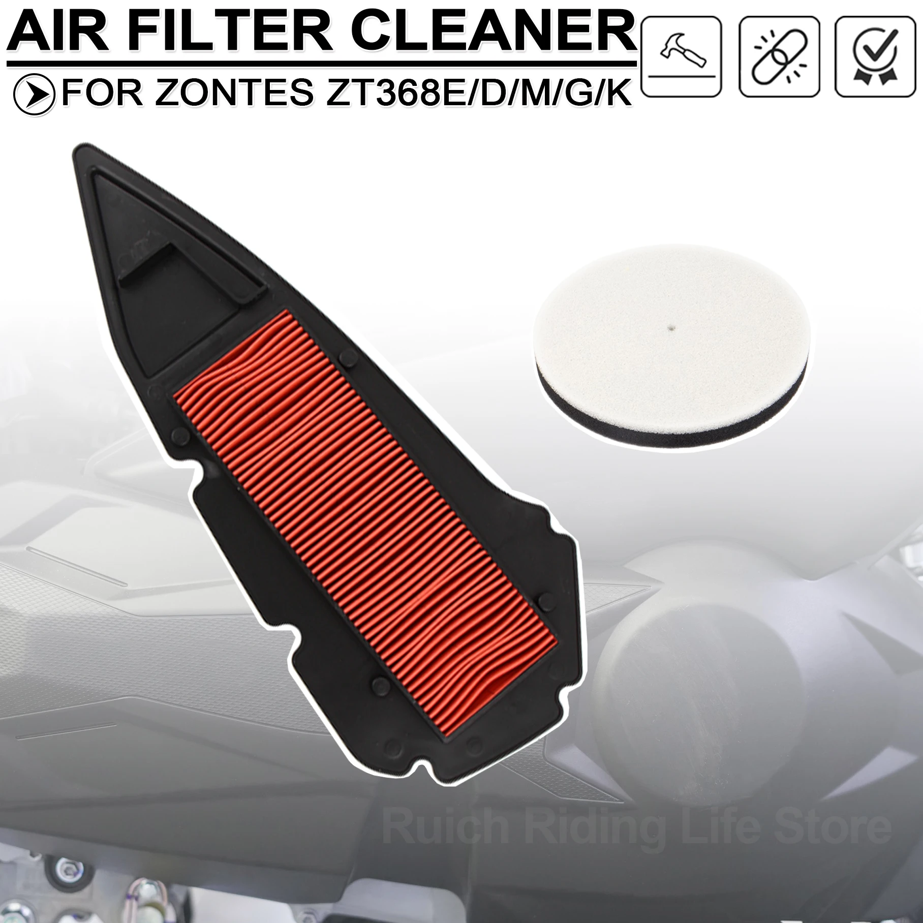 For Zontes 368G 368M 368E 368D  368K Motorcycle  Engine Air Intake Purification Clean Sponge Filter Element Cleaner Accessories