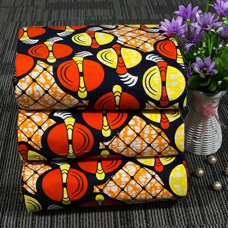 African Wax Fabric Super Fabric 100% Original Ankara Wax Fabric Block Print Batik Dutch Fabric 6yards For Wedding Party Dress