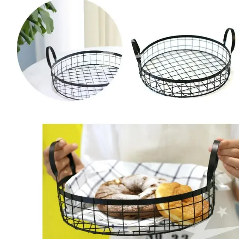 Iron Wire Bread Basket Fruit Basket Holder Nut Snack Bowl Party Kitchen Storage Supplies