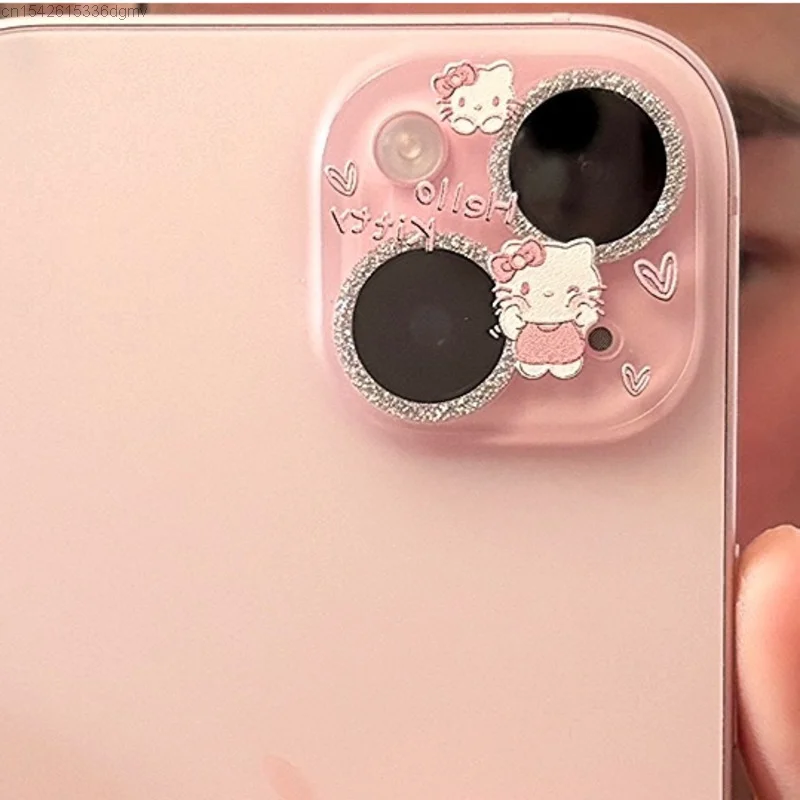 Sanrio Hello Kitty Kawaii New Lens Film For Iphone 15 14 Plus 13 Mini Pro Max Transparent Lens Tempered Kawaii Anime Lens Film