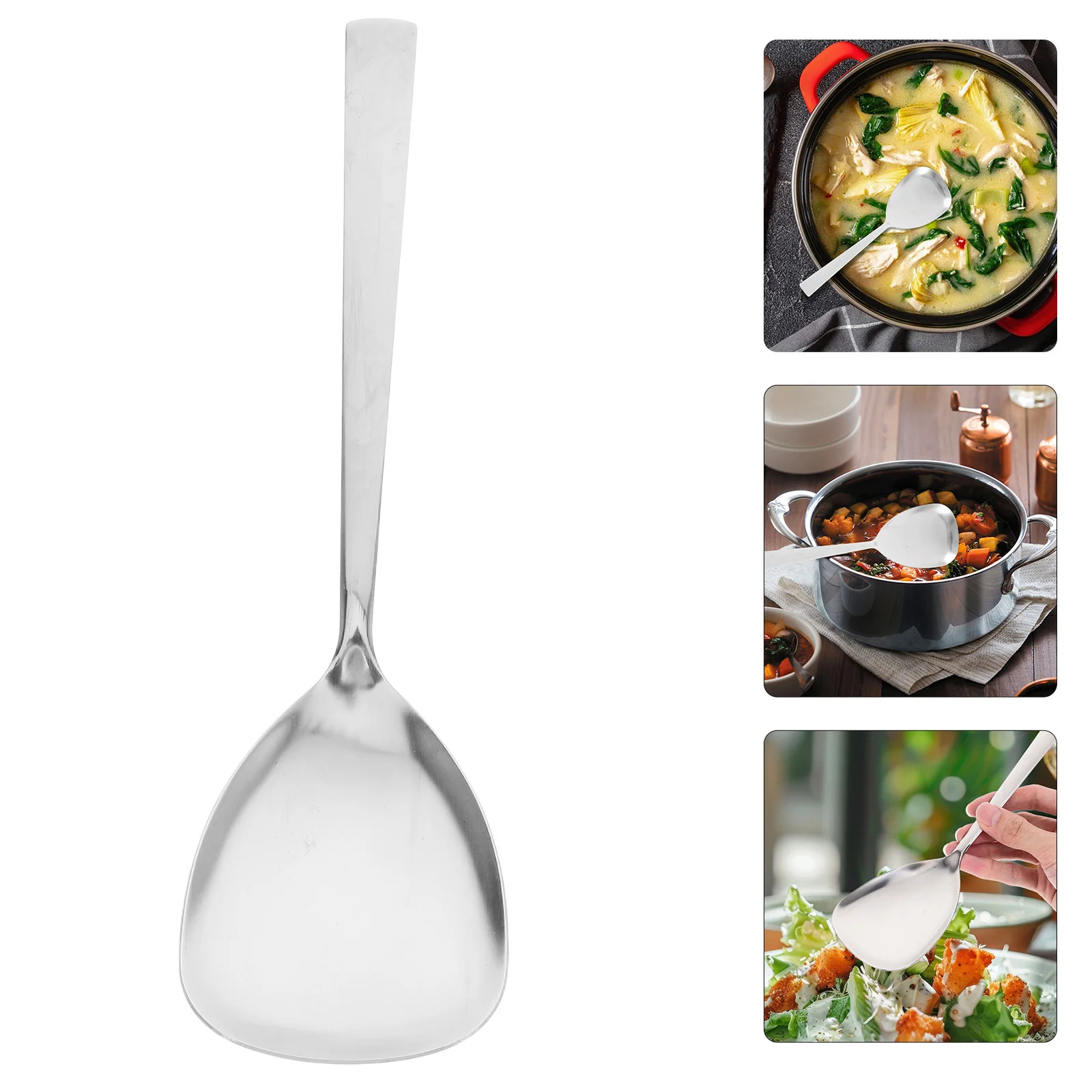 

Triangle Spoon Stainless Steel Rice Spatula Kitchen Ladle Sturdy Construction Versatile Home Restaurant Use Easy Clean