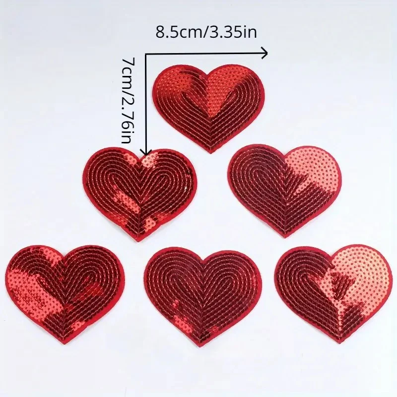 10 Teile/los Herz Stickerei Patch Applique Pailletten Eisen DIY Nähen Kleidung Jeans Taschen Hüte Dekoration Reparatur Patches Handwerk – Detail 2