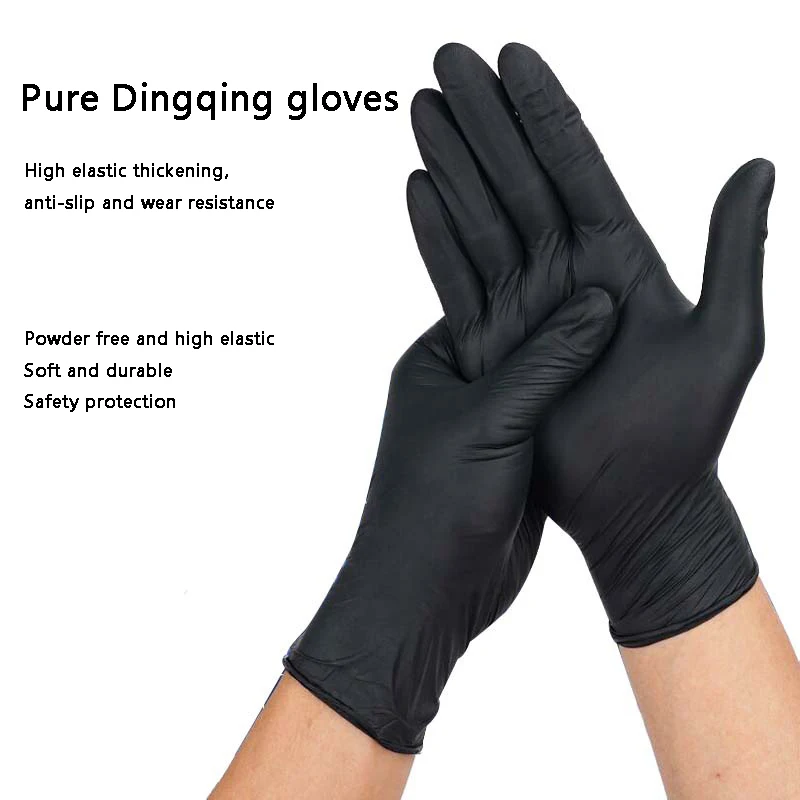 100pcs Disposable Composite Nitrile Black Thick Gloves/powder-free Durable Comfort Beauty Catering Home Protection Food Grade