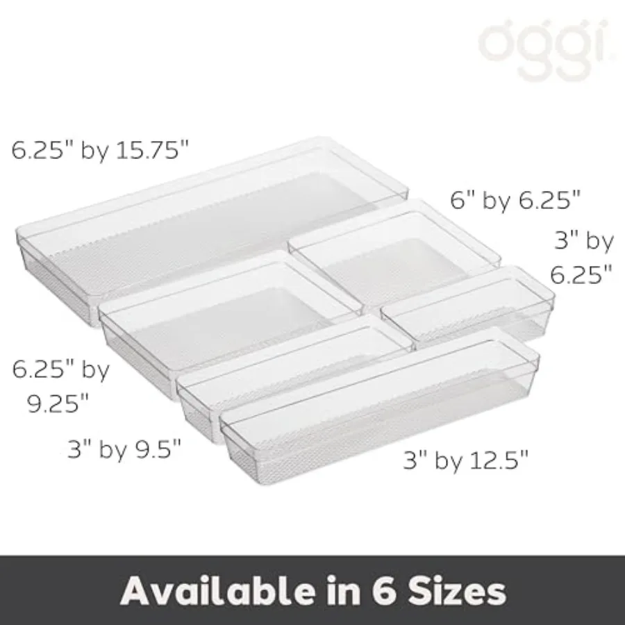 Clear Drawer Organizer - 3" X 12.5" - Ideal for Organizing Kitchen Drawers, Office, Desk, Silverware, Kitchen Utensils, Cosmeti view 4