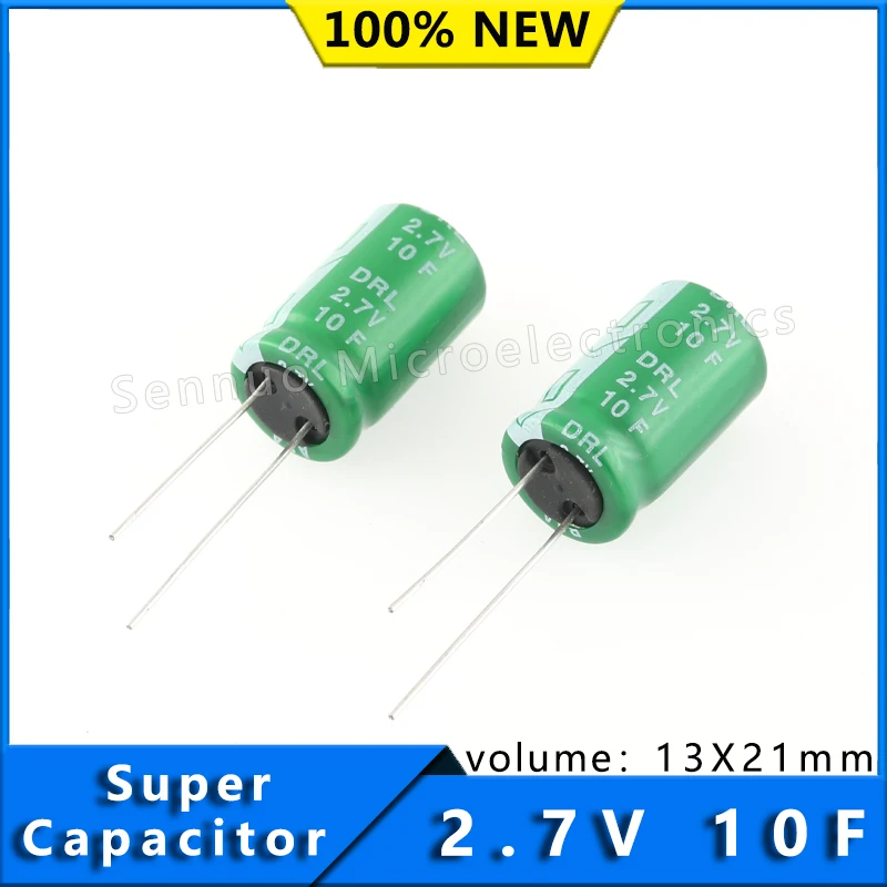 2Pcs NEW 10F 2.7V Super capacito 2.7V 10F 13X21mm 13*21 mm supercapacitorsCylindrical cells Spare capacitor