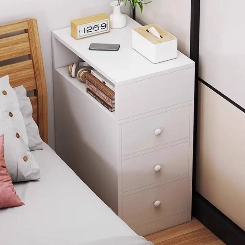 

Design Narrow Nightstands Organizer Drawer Room Luxury Side Nightstands Bedside Bedroom White Comodino Camera Da Letto Furniture