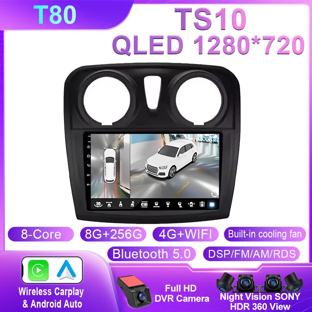 Android 14 Carplay Auto Voor Renault Logan 2 Sandero 2 2012-2016 2017 2018 2019 Autoradio Multimedia Speler stereo GPS WIFI DPS