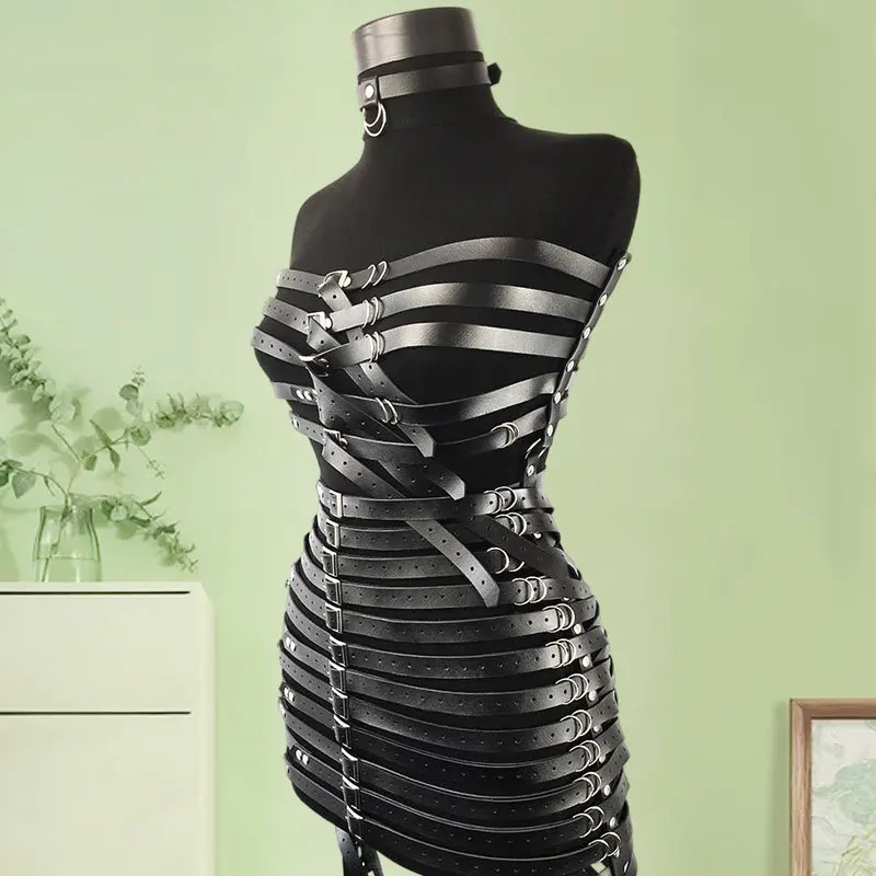 

Women's full body PU leather seat belt, sexy body strap women's sex underwear, chest and leg belts, belt strap clothes