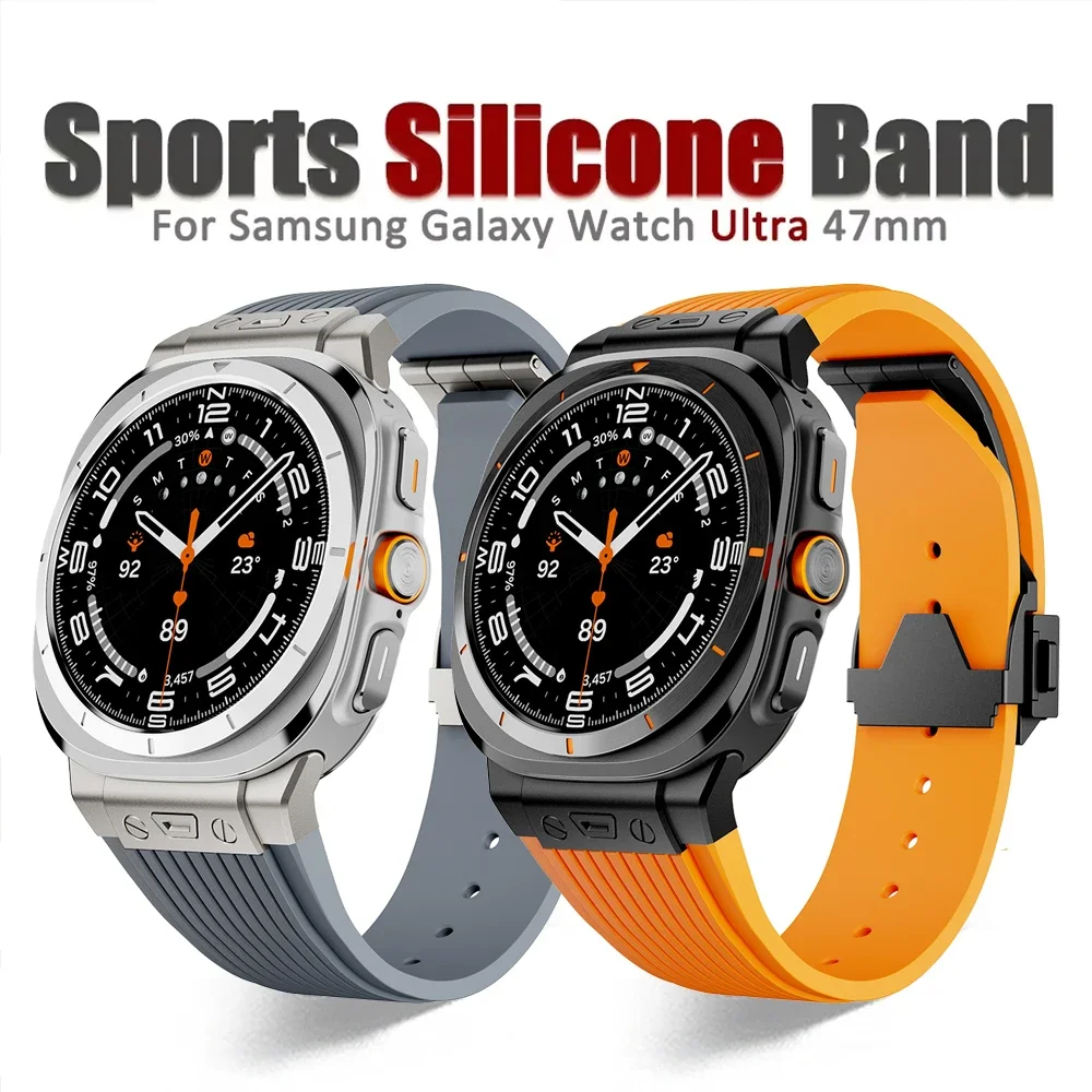 

No Gaps Silicone Band for Samsung Galaxy Watch Ultra 47mm Curved End Loop Strap for galaxy watch 47MM ULTRA Men Sports Bracelet