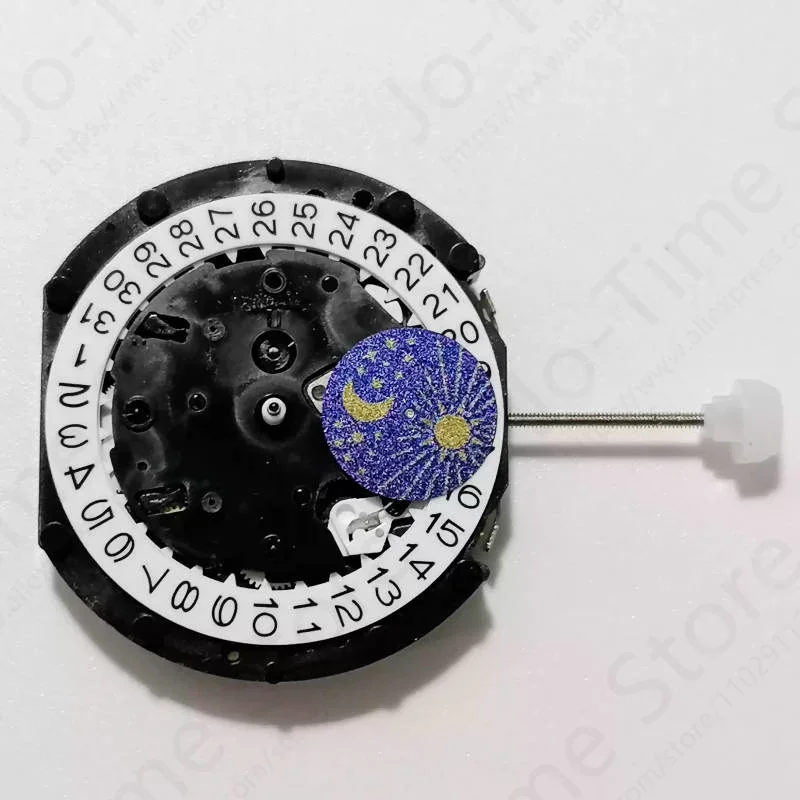 Sunon PE905-2 ساعة كوارتز Ligne حركة الصين ثلاثة أيدي مع 3 عيون تاريخ كرونوغراف صغير دقيقة ثانية الشمس والقمر 24 ساعة