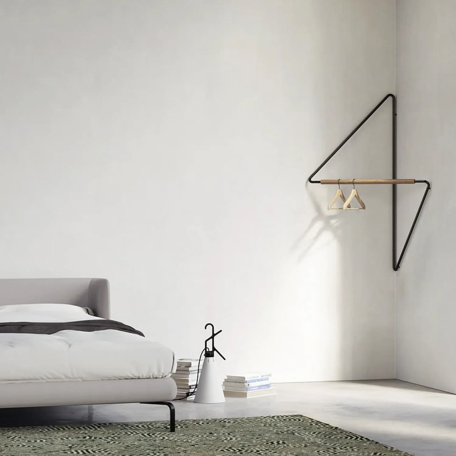 Wrought Iron Hanger for Corner, Wooden Coat Rack, Creative Modern Minimalist Style