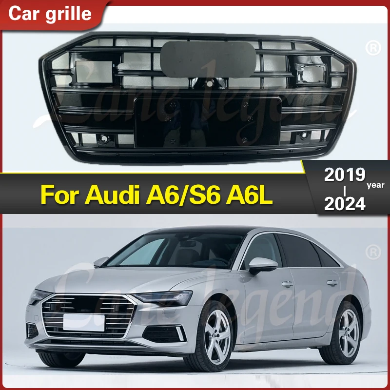 

Black ABS Car front bumper Mesh Grille Around Trim Racing Grills Fit For AUDI A6L A6/S6 2019-2024 Air Intake Grille Car Styling