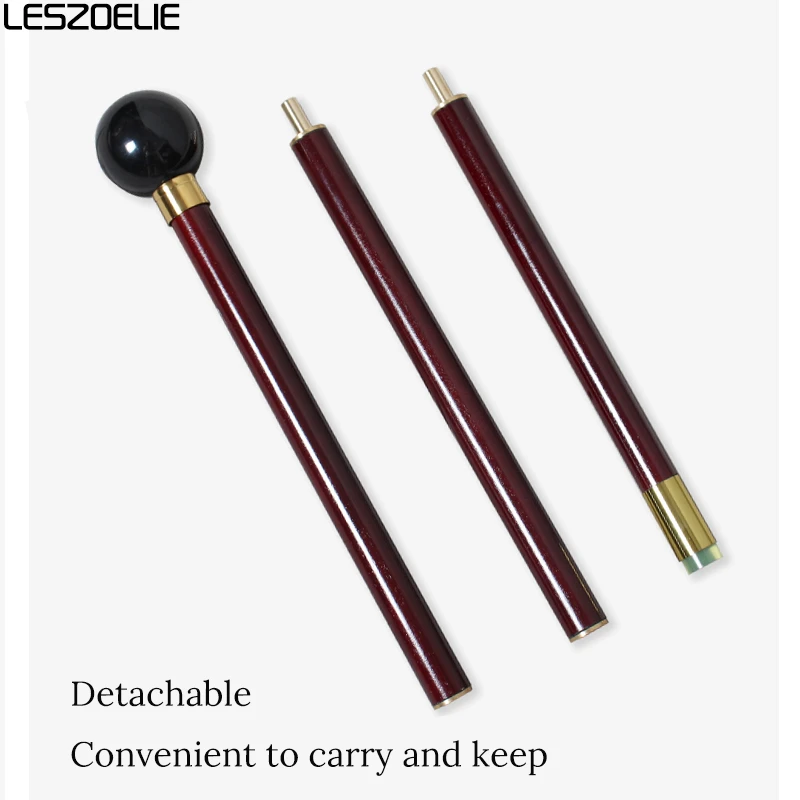 Black 8th Billiards Resin Handle 3-Piece Red Wooden Walking Stick Elegant Fashionable Decorative Canes for Men And Women