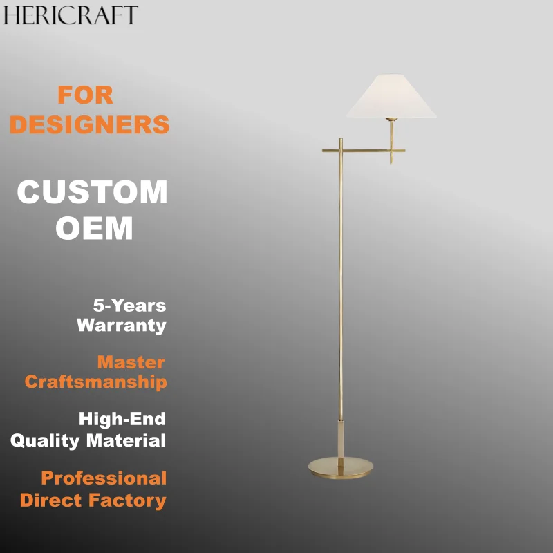 Minimalist Metal Floor Lamp With Adjustable Bridge Arm Modern Luxury For Home Office Hotel UL Standard