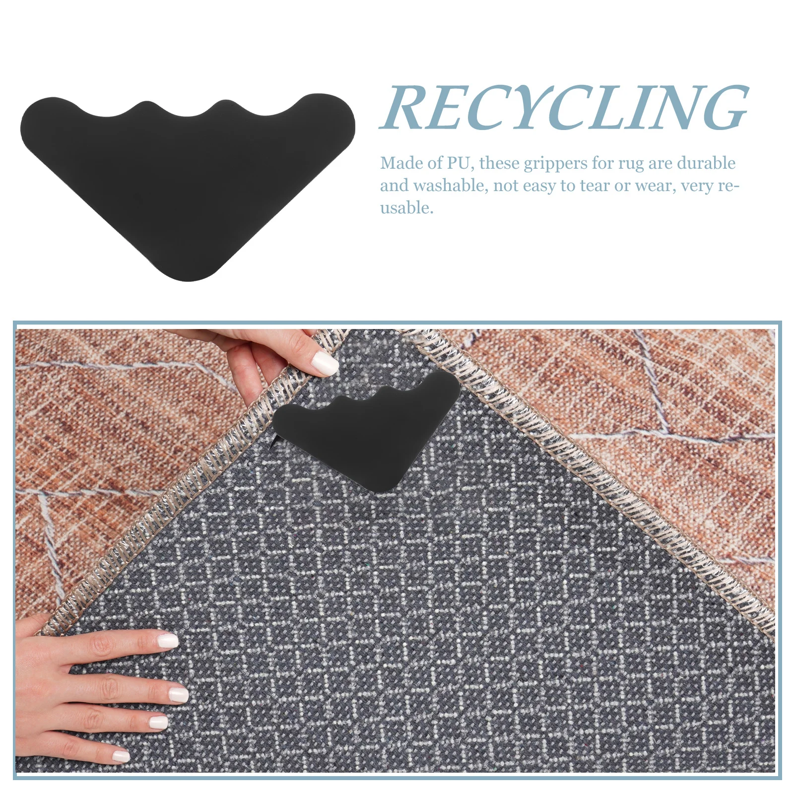 

10Pcs Rug Pad Grippers Non-Slip Carpet Tape Washable Rug Corner Grips for Hardwood Tile Marble Floors Carpet Gripper