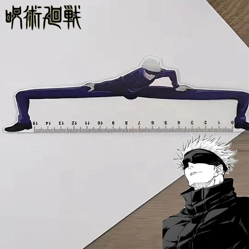 15CM Jujutsu Kaisen Satoru Gojo Funny Plastic Straight Ruler Transparent Drawing Tool Boy Girl School Stationery Rulers Gifts